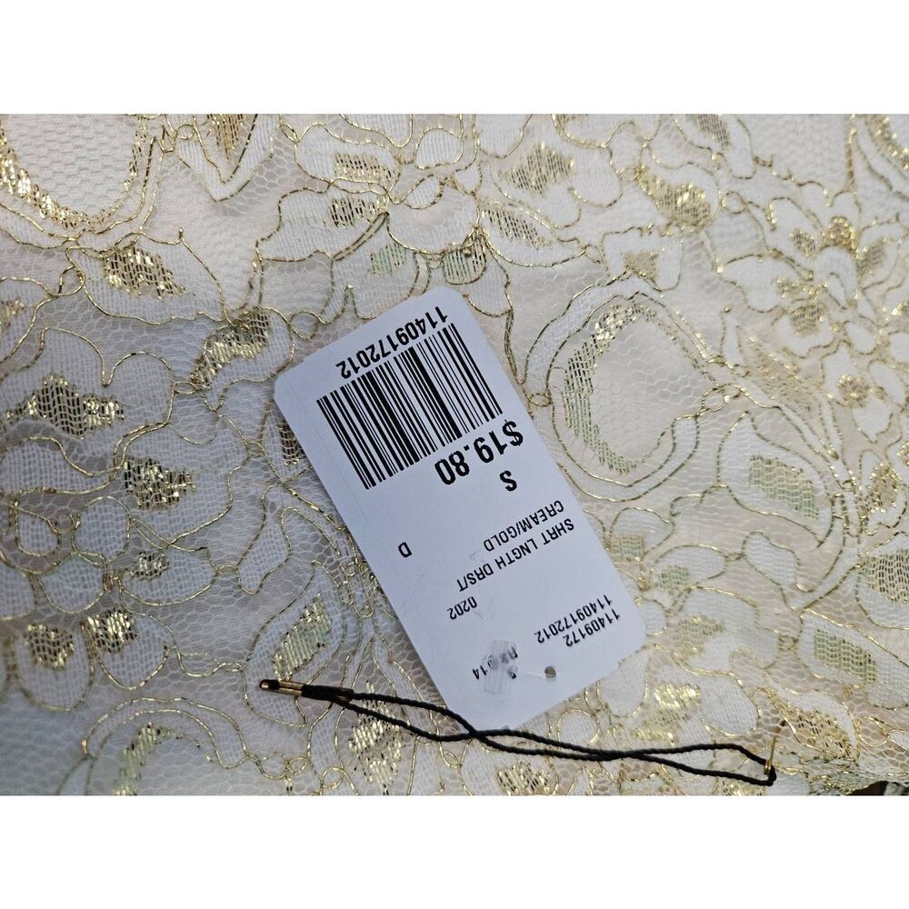 Forever 21 Cream and Gold Lace Strapless Mini Dress Womens Small NEW TAGS - Picture 6 of 9